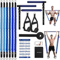 Natural Latex Pilates Bar Kit with Resistance Bands 20-360 lbs – Stainless Steel Handle, Adjustable Length for 5'3"-6'2", Full Body Home Gym Workout for Women & Men