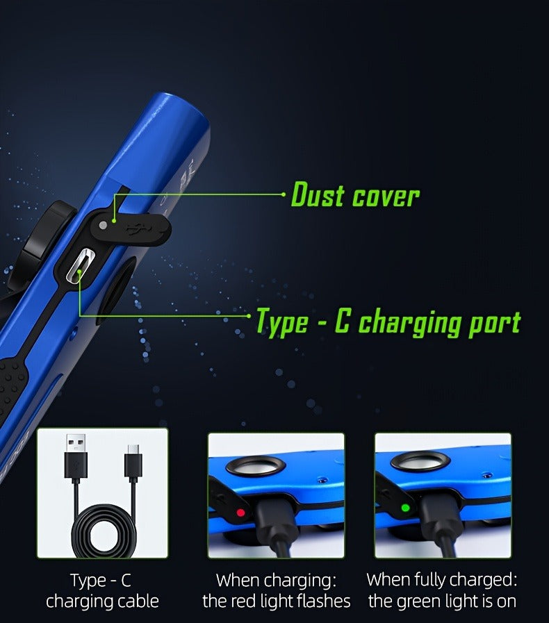 3-in-1 UV Flashlight 1000 Lumen White Light UV365 Green Light Rechargeable Magnetic Torch for Inspection Outdoor Camping Home