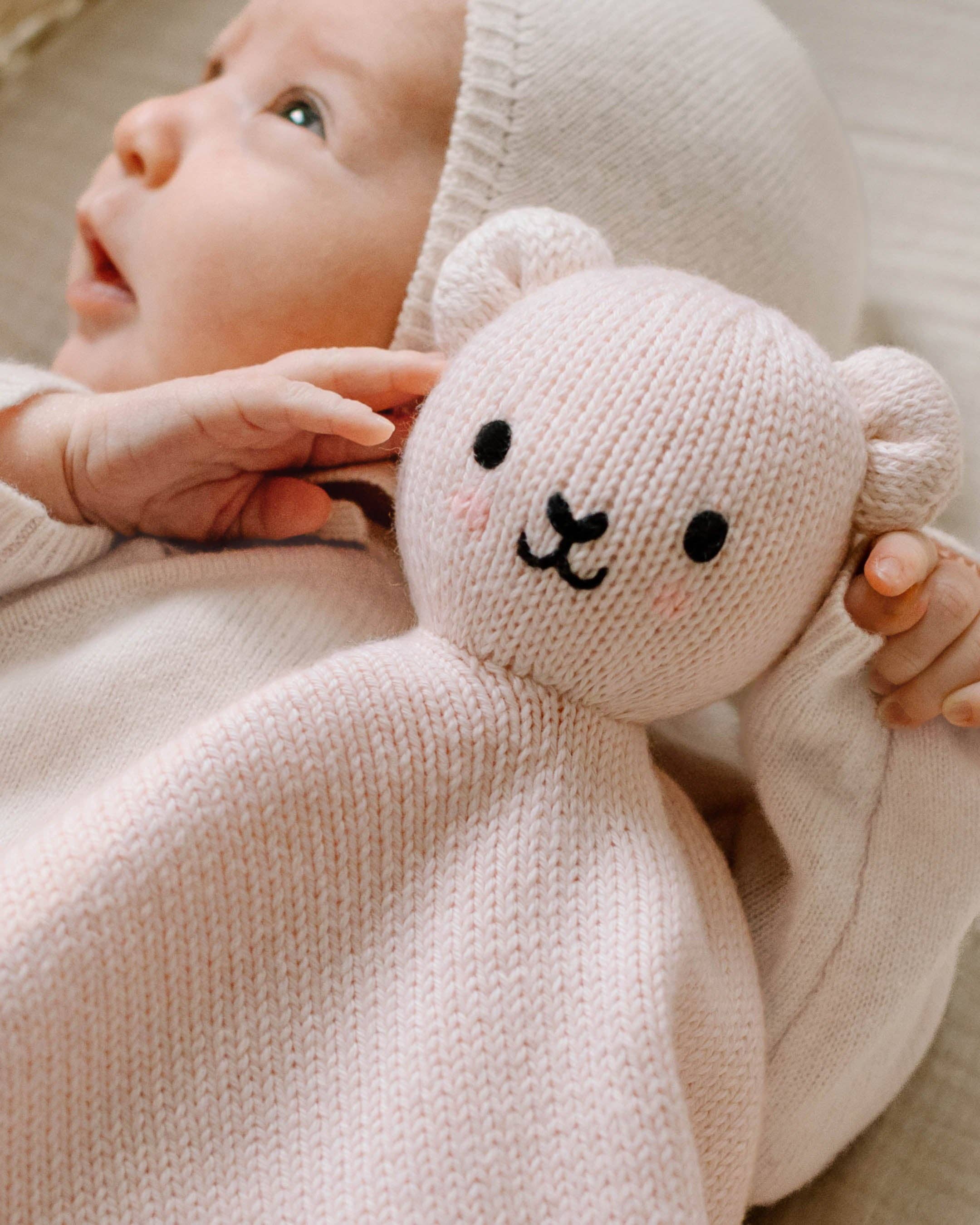 Cuddle + Kind Organic Cotton Baby Bear Lovey (Blush)