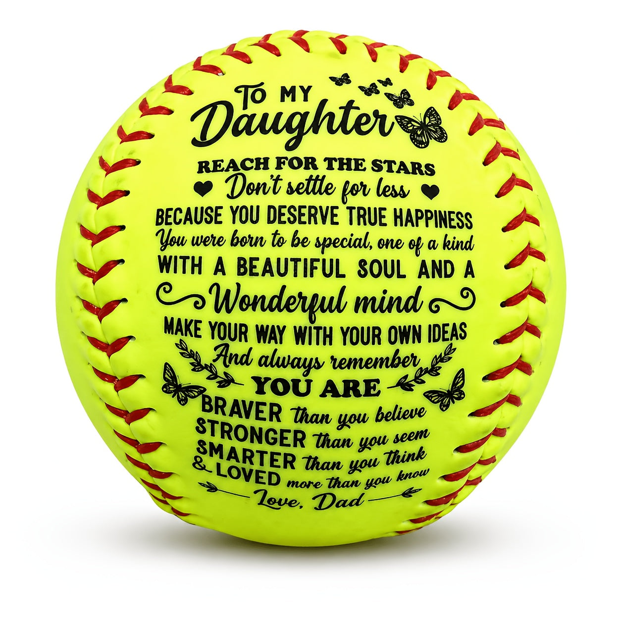 Personalized Softball Gift for Daughter – "To My Daughter" Inspirational Message Ball, International Standard Fastpitch Softball for Birthday, Graduation, Christmas & Special Occasions