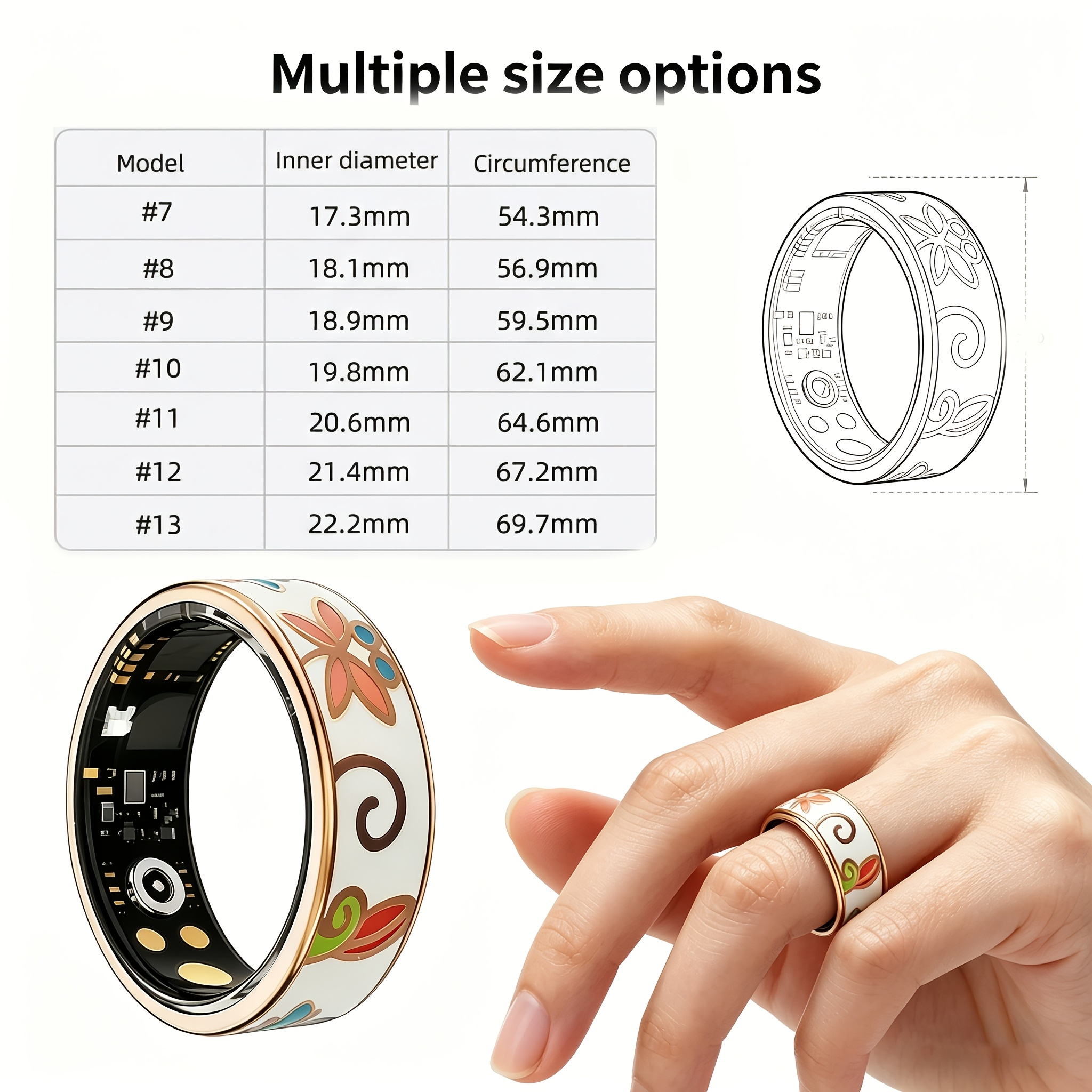 Health Tracking Smart Ring | Pedometer Sleep Calorie iOS Android