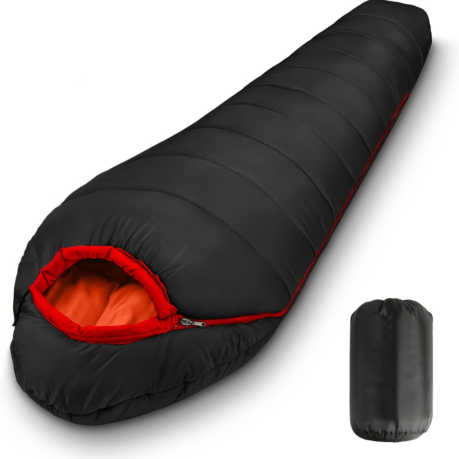 Mummy Sleeping Bag 15°F & 32°F - 3-4 Season Cold Weather Sleeping Bag for Adults, Ripstop Polyester Lining, Anti-Snag Zipper, Warm Washable Camping Sleeping Bag for Hiking, Backpacking & Outdoor