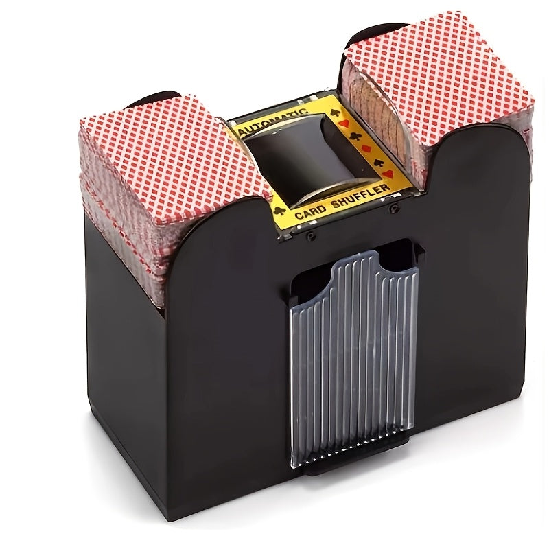 Automatic Card Shuffler 2 4 6 Deck | Battery Powered Transparent Design | Easy One-Button Operation for Poker Family Game Night Card Games | Durable Plastic Ages 14+ Normal Type