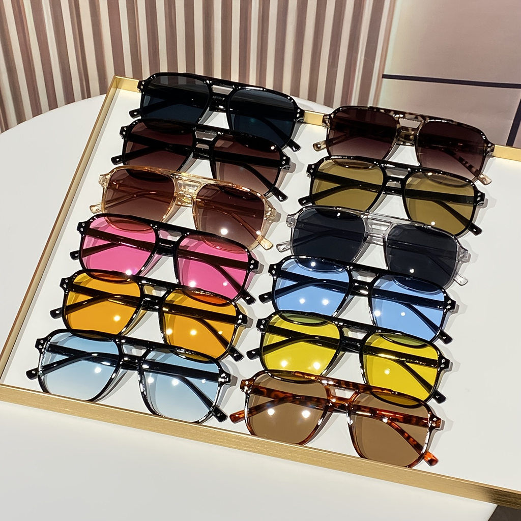 Oversized Round Novelty Glasses 12 Pack Multicolor Tortoiseshell - Double Frame Full Rim Plastic Eyewear Bulk Set for Party Prom Photo Shoot Costume, European American Style Decorative Glasses Men Women