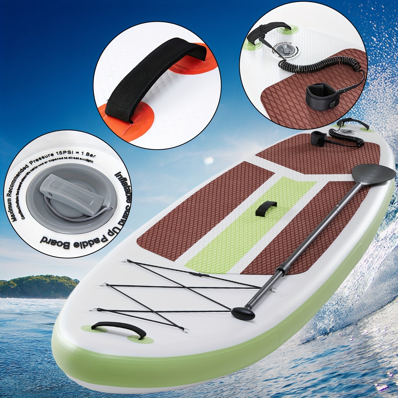 Inflatable Paddle Board 10.5ft – Wide Stable Non-Slip Deck SUP Board with Premium Accessories for Yoga Fishing Boating Traveling Surfing Adults