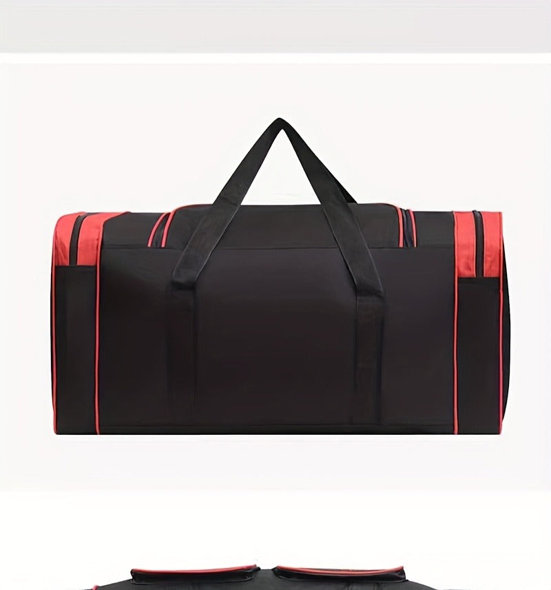 Gym Duffel Bag Large Capacity Travel Bag for Men Women Heavy Duty Polyester Multi Pocket Adjustable Shoulder Strap Zipper Closure for Fitness Workout Weekend Trips Business Travel Outdoor Black Blue Red