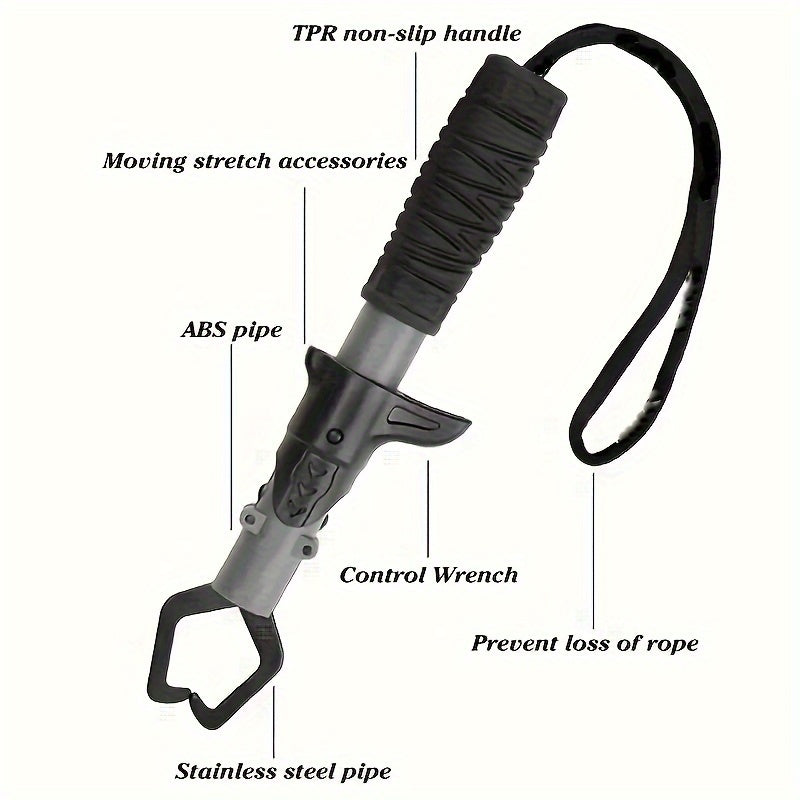 Fishing Pliers Fish Gripper Combo Set 2pcs Stainless Steel Hook Remover Line Cutter with TPR Non-Slip Handle Spring-Loaded Lock for Freshwater Saltwater Bass Trout Pike Catch and Release