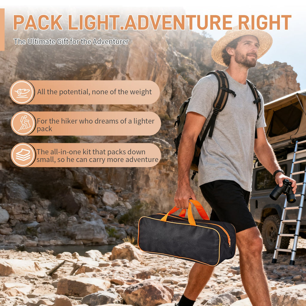 Backpacking Cookware Mess Kit 19/27pcs – Non-Stick Pot Pan Kettle with Stainless Steel Cutlery, Lightweight Camping Cook Set for Open Fire, Hiking & Outdoor Cooking