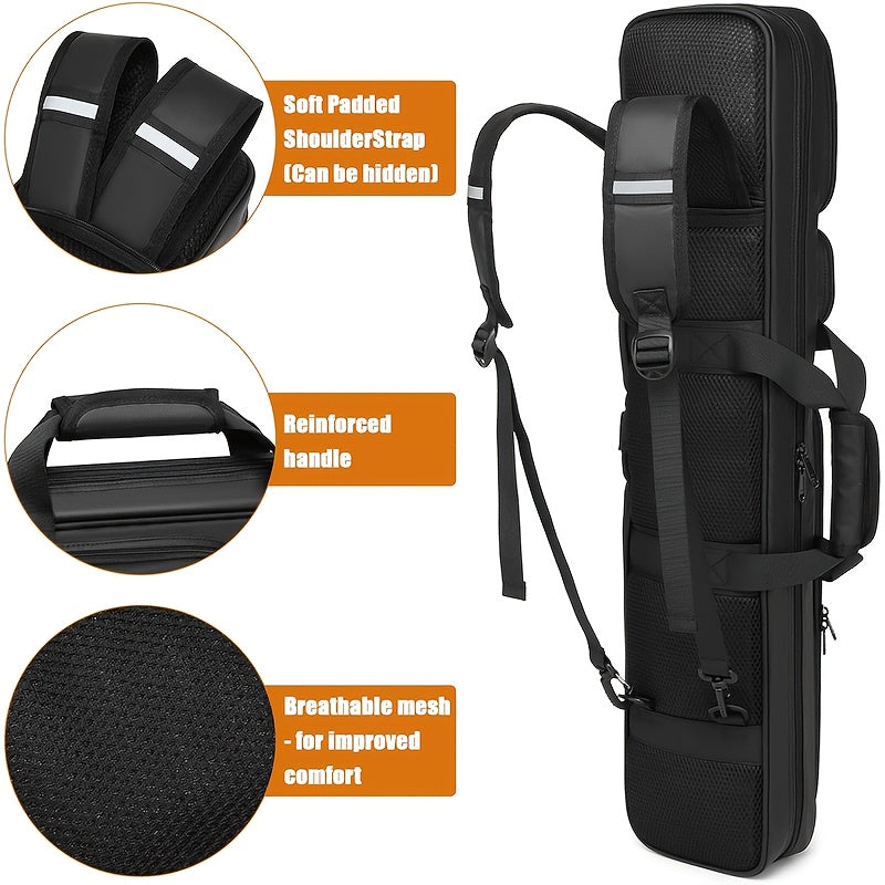 Pool Cue Case 4x4 with Hidden Backpack Strap | Billiard Cue Bag Holds 4 Butts & 4 Shafts | Hard Shell Pool Stick Carrying Case with Large Front Accessory Pockets | Black