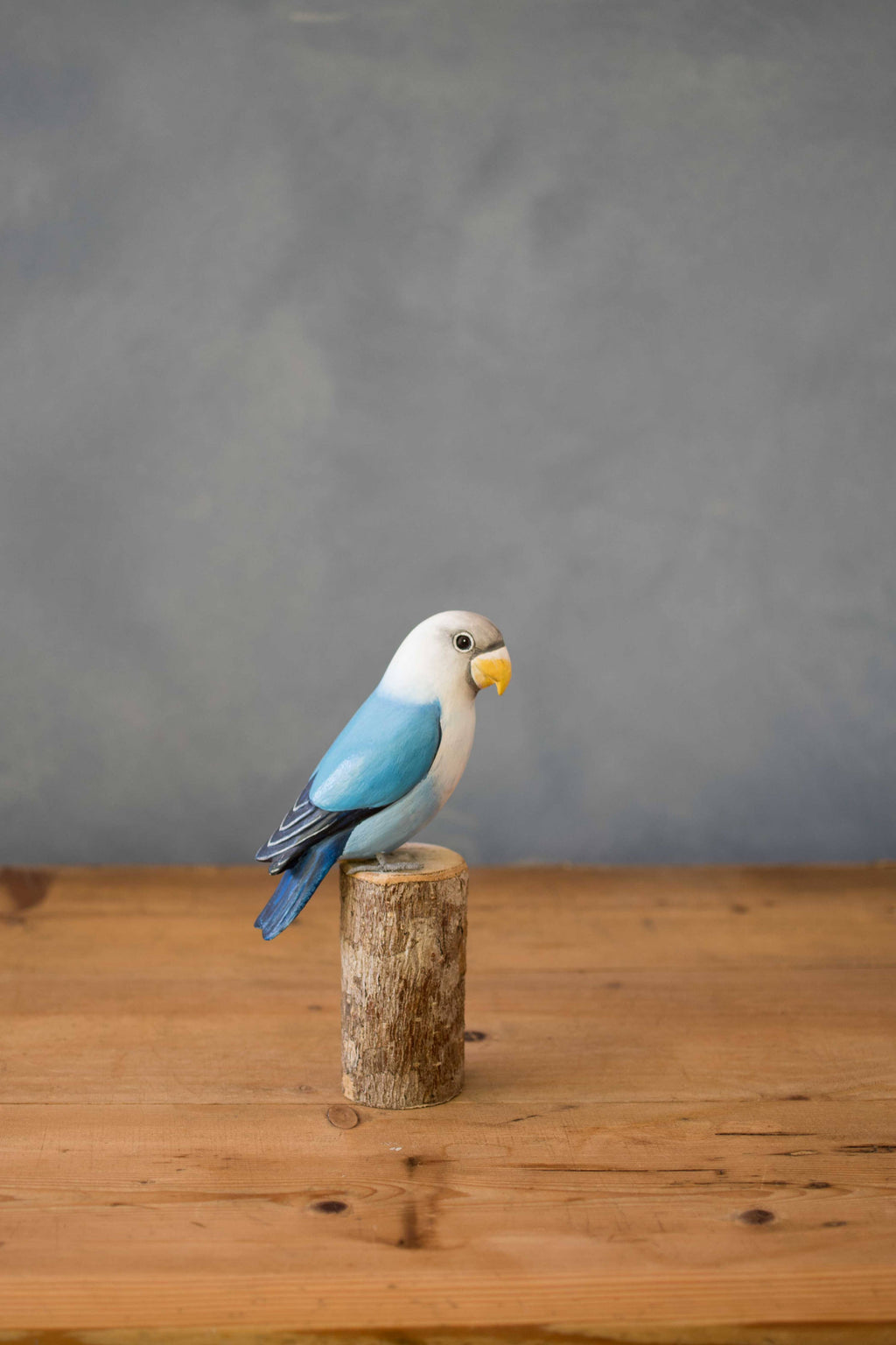 Hand Carved Lovebird - Light Blue - 7.5"H