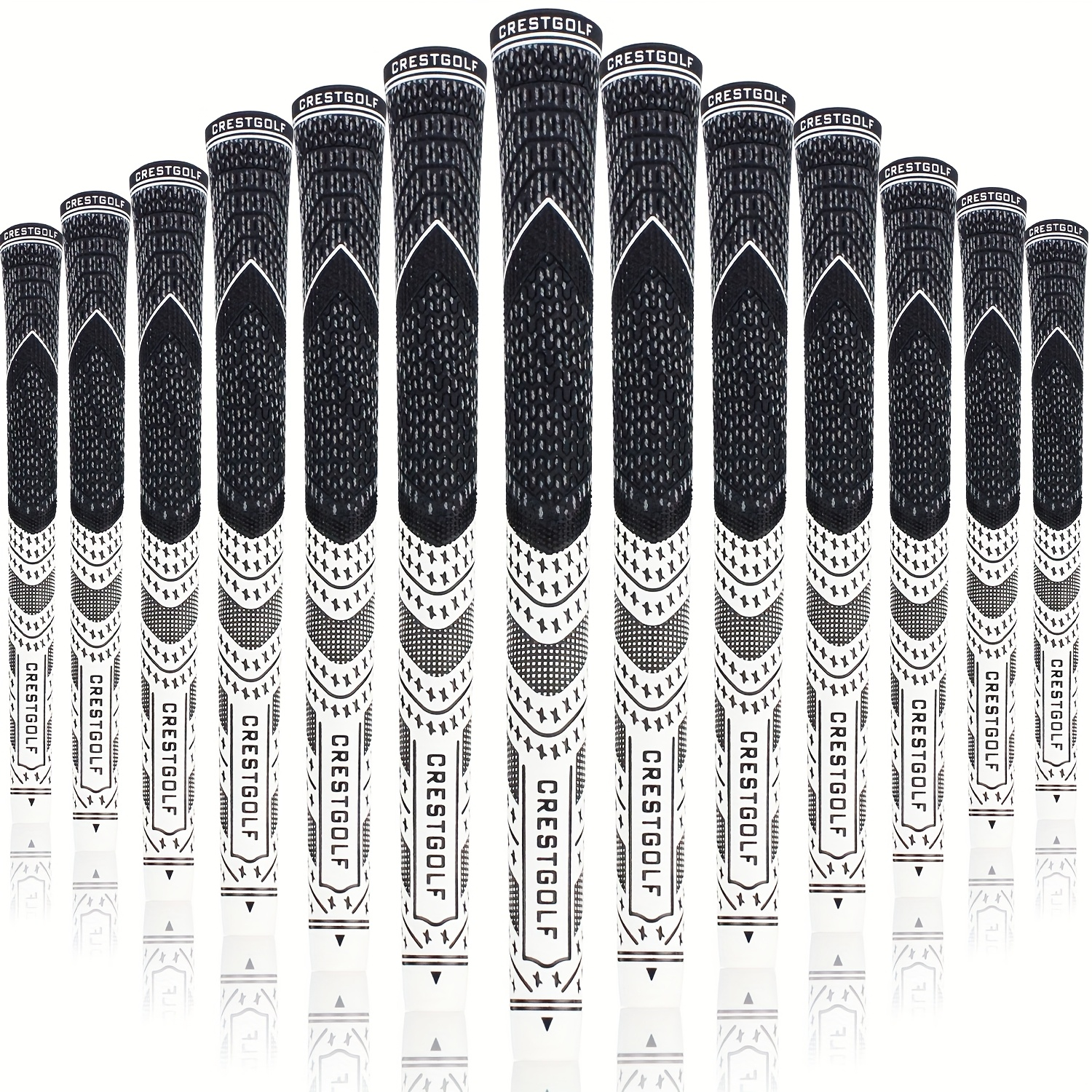Midsize Golf Grips Set 13 Pack – All Weather Hybrid Rubber Golf Club Grips with Ecological Yarn Thread Technology, Multiple Colors, Fits Full Set of Clubs (Black, White, Red, Orange, Yellow, Blue, Gray)