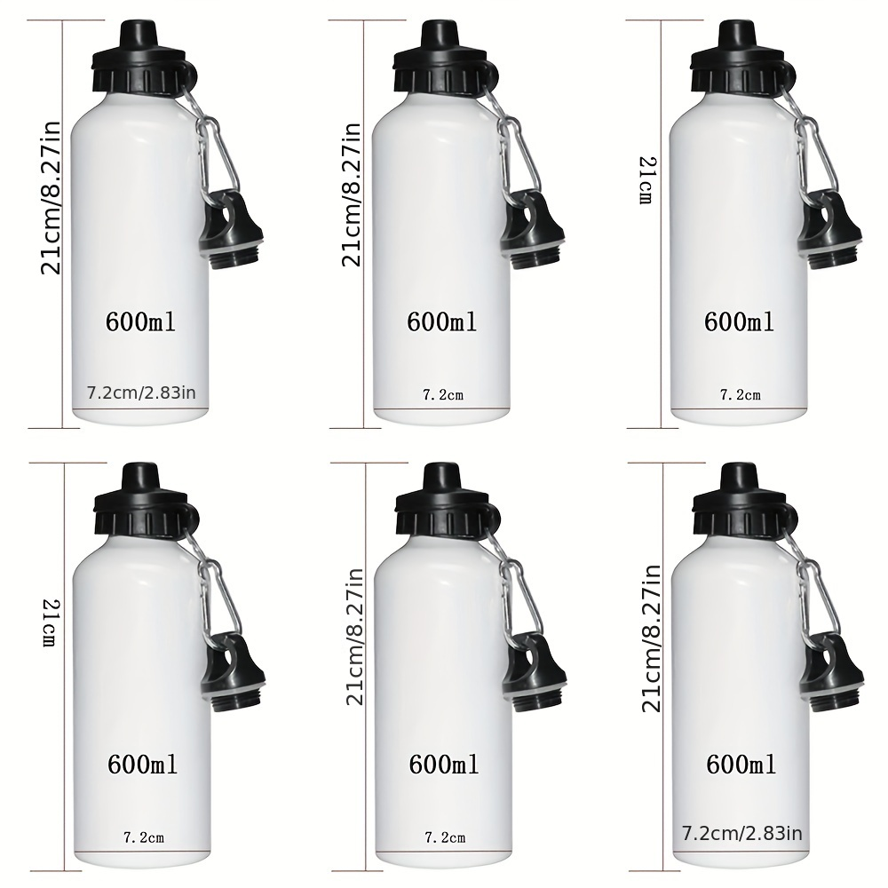 Aluminum Water Bottle Set of 6 – 600ml / 20oz Shatterproof Lightweight Sport Bottles with Matte Finish for Hiking, Camping, Cycling & Outdoor Adventures – Sublimation Ready