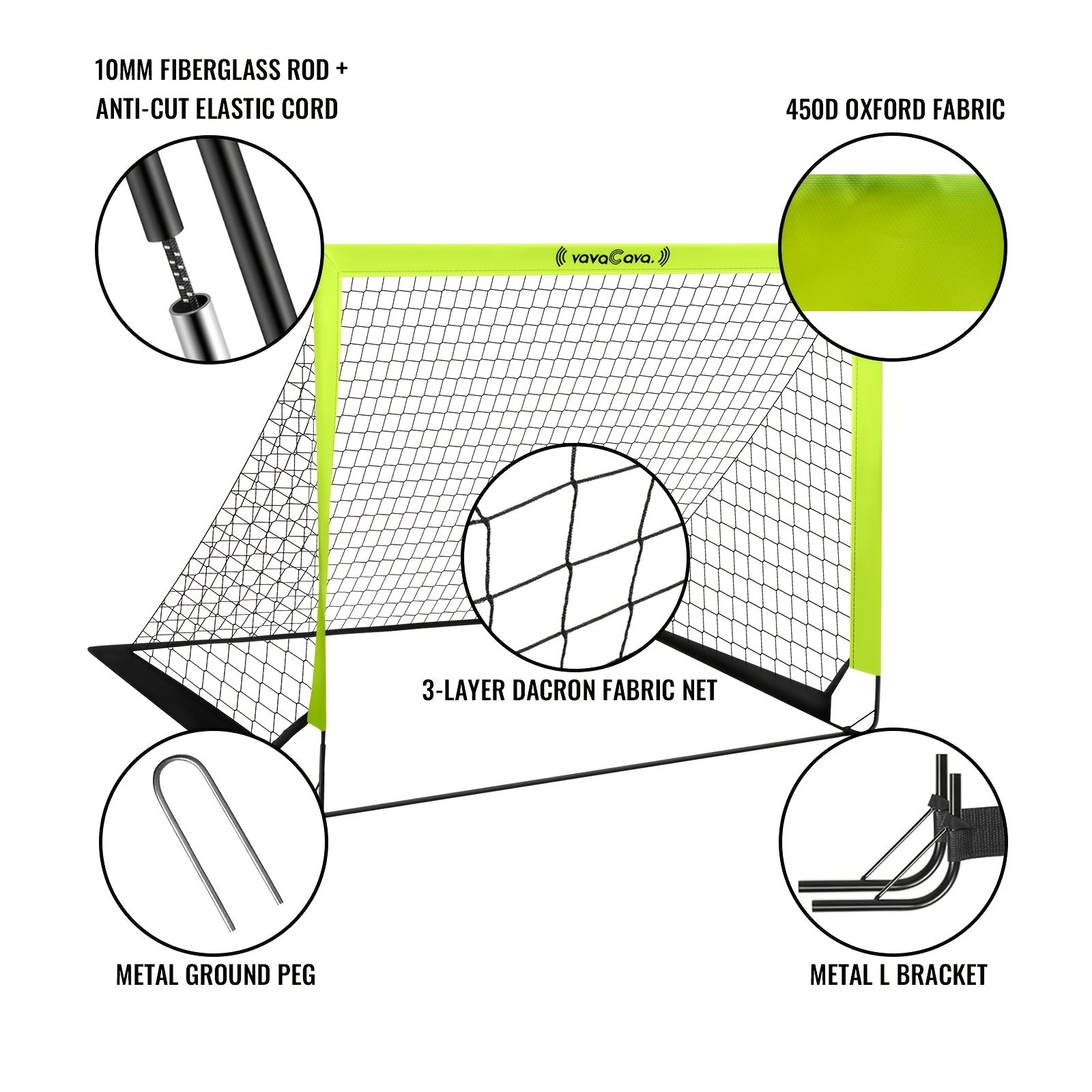 VavaCava Portable Soccer Goals 2-Pack 4'x3' – Pop-Up Net, 2 Balls, Pump & Carry Bag, Indoor Outdoor Backyard