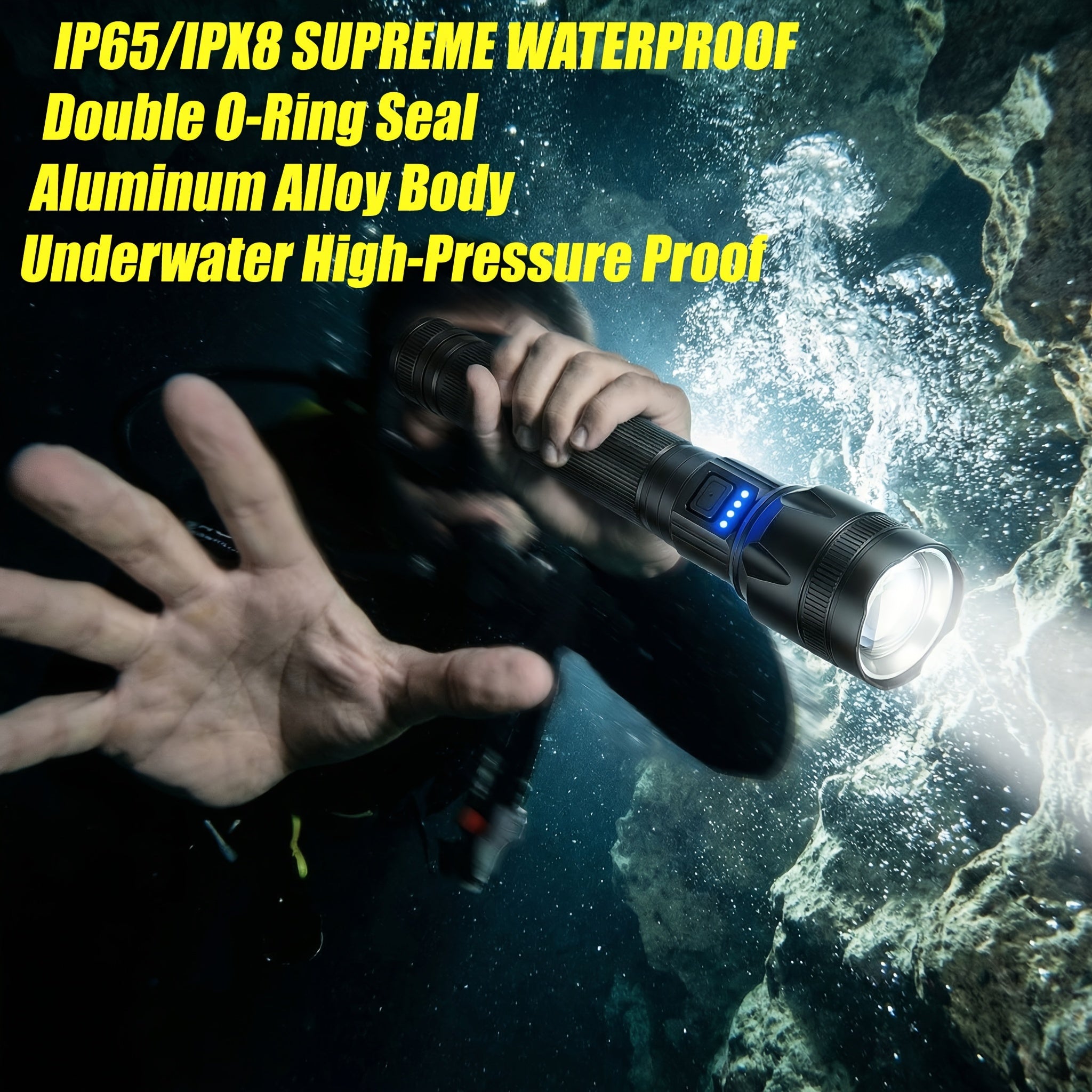 4000 Lumen Flashlight P70 USB-C Rechargeable 5 Modes Aluminum Alloy 18650 LED Torch for Tactical Camping Hiking Emergency