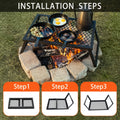 Portable Camping Bonfire Grill with Storage Bag – Heavy Duty Iron Barbecue Rack for Outdoor Picnic, RV Party & Firewood Heating, Includes Food Clips and Cleaning Cloths, Great Men's Gift