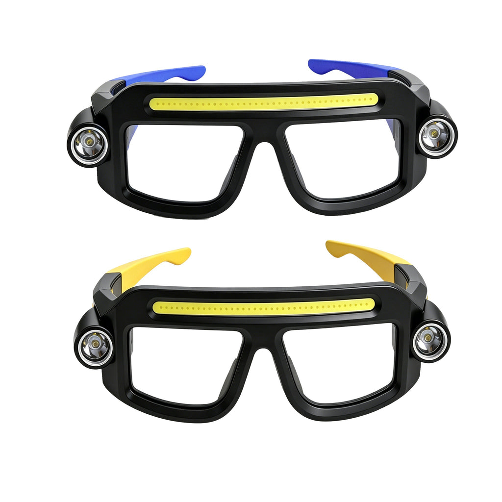 LED Headlamp Glasses 2-Pack, Head-Worn Flashlight with Flashing Mode for Night Running, Cycling, Fishing, Camping, Hiking, Crafts & Work Lighting – Hands-Free Wearable Light