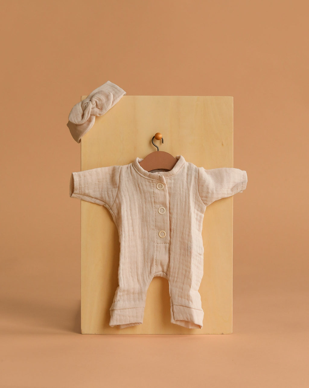 Minikane 11" Doll Clothing | Lili Jumpsuit & Headband in Cotton Gauze - Ecru