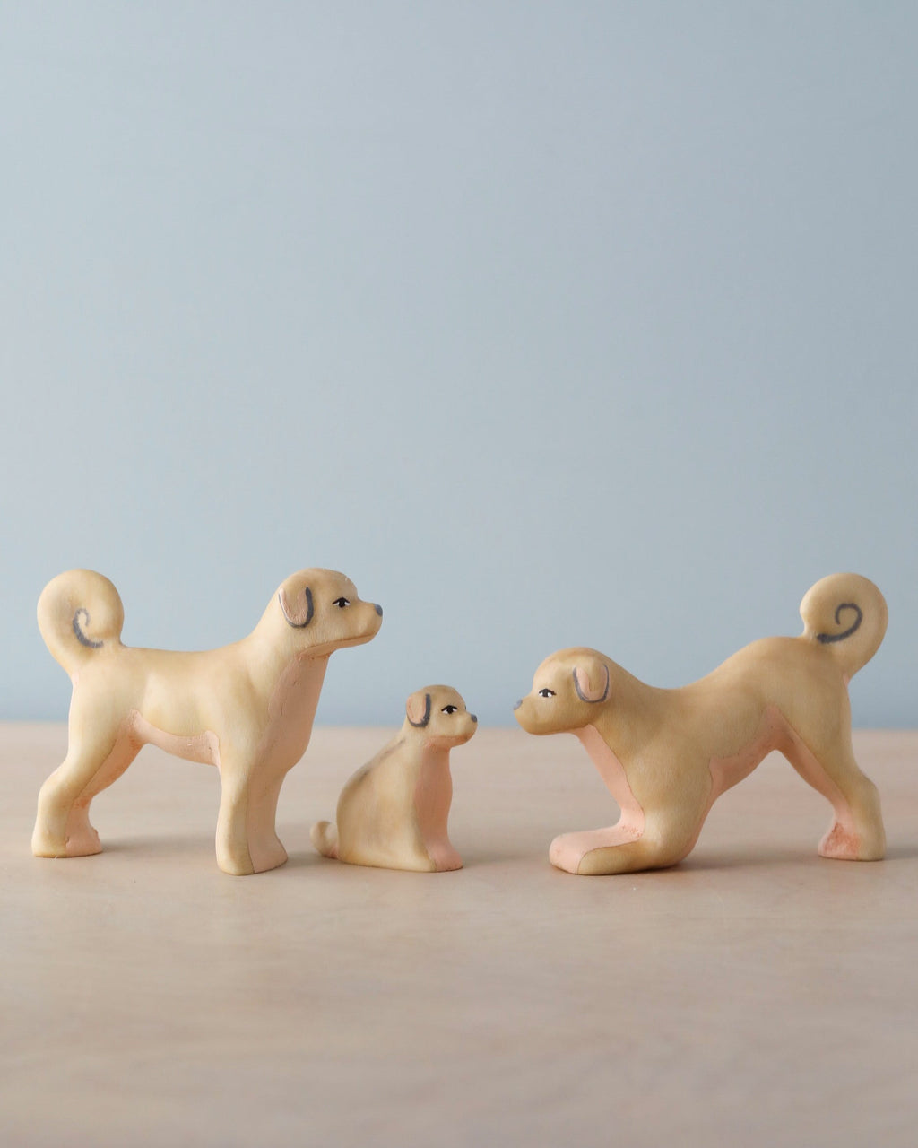 Handmade Wooden Dog Family