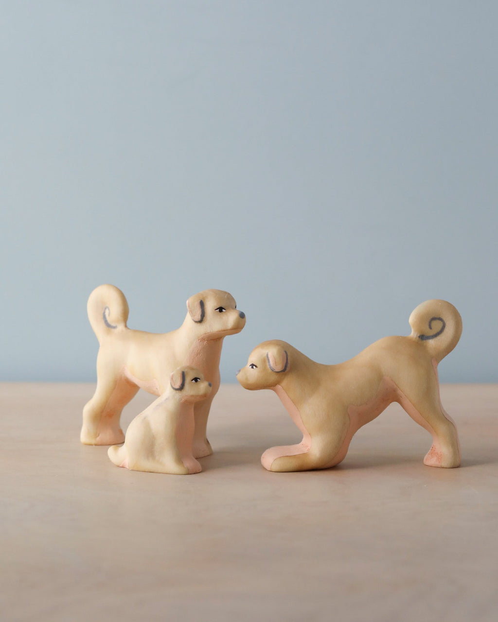 Handmade Wooden Dog Family