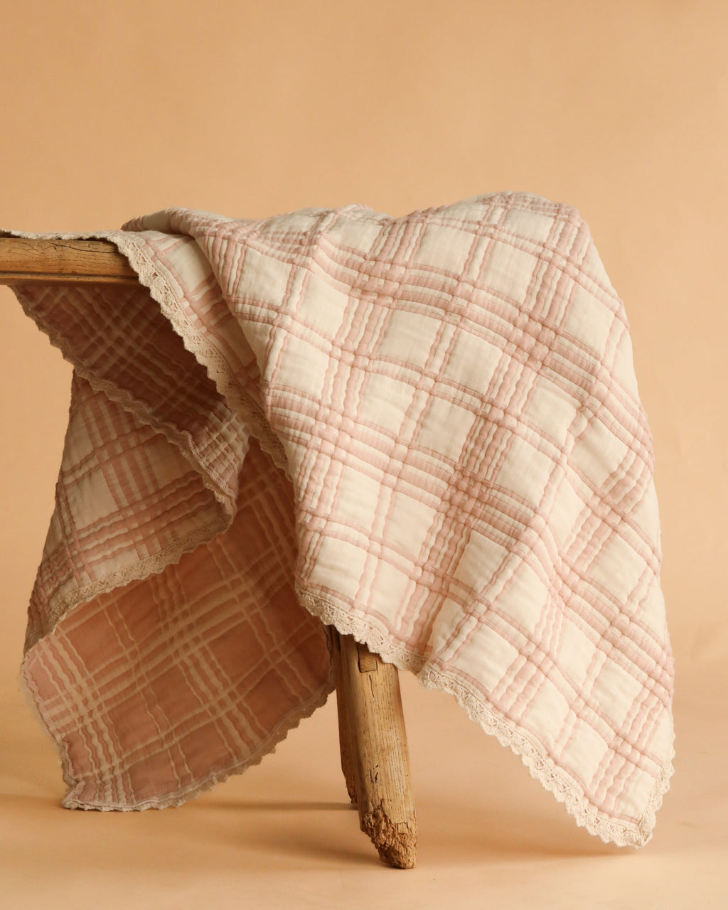 Organic Cotton Baby Blanket - French Plaid, Petal