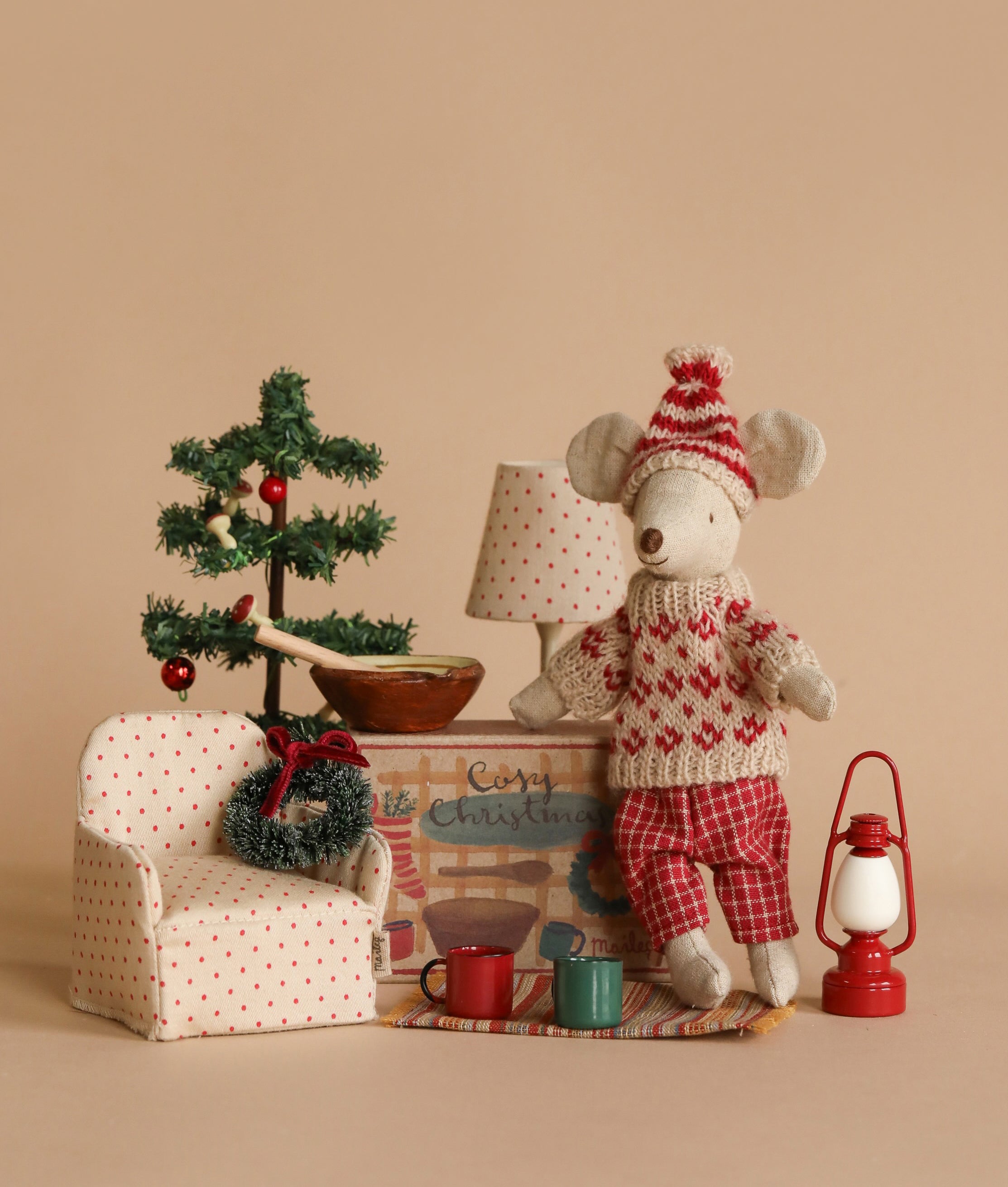 Maileg Winter Ski Mouse Mom - Red