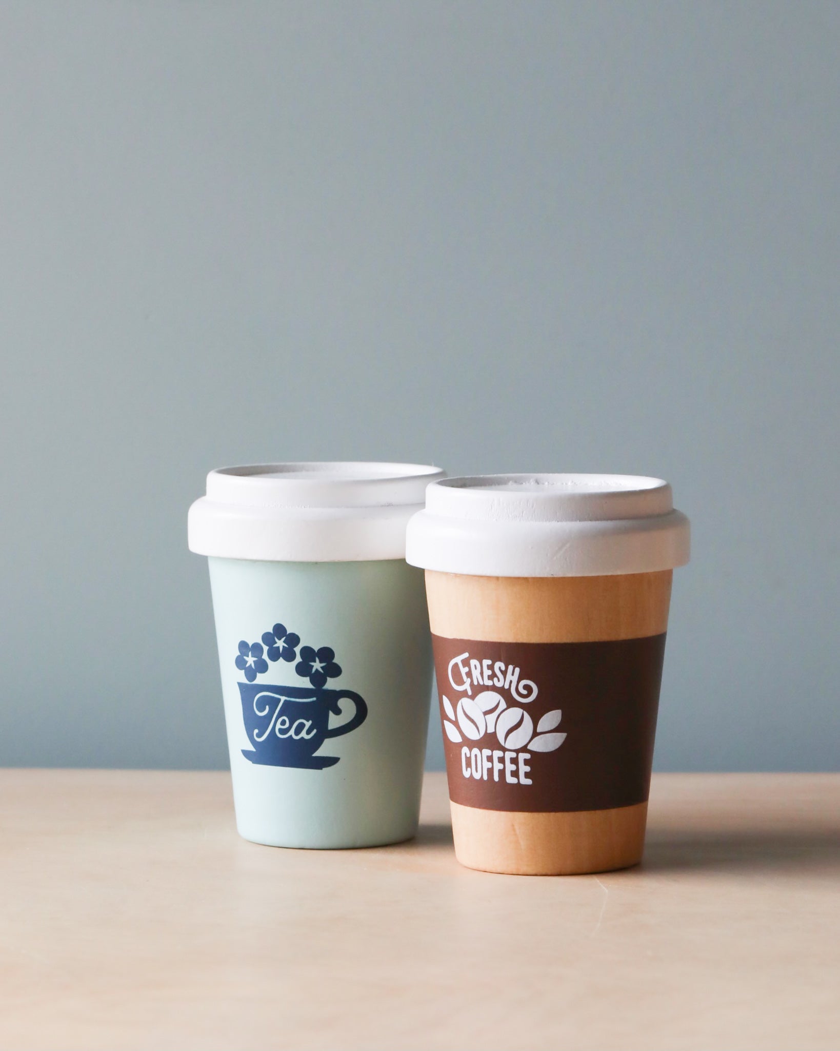 Wooden Coffee And Tea Cups Set