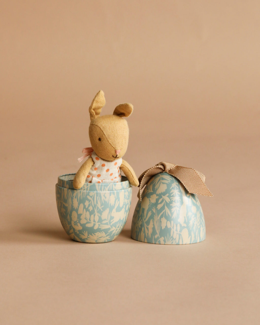 Maileg Easter Egg with Micro Rabbit, Small - Dusty Blue (With Magnetic Hands)