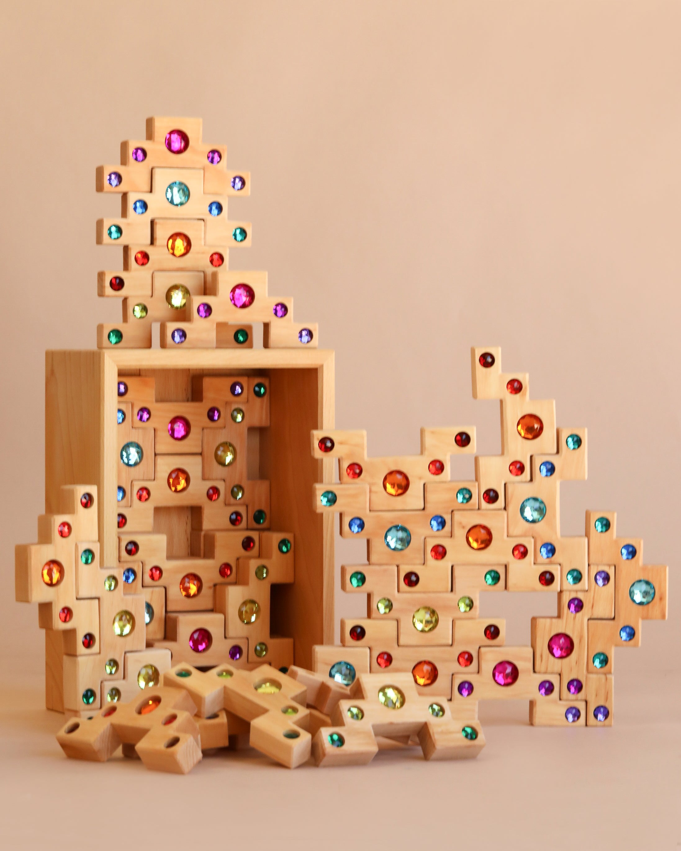 Bauspiel Colored Stair Blocks - 40 Piece
