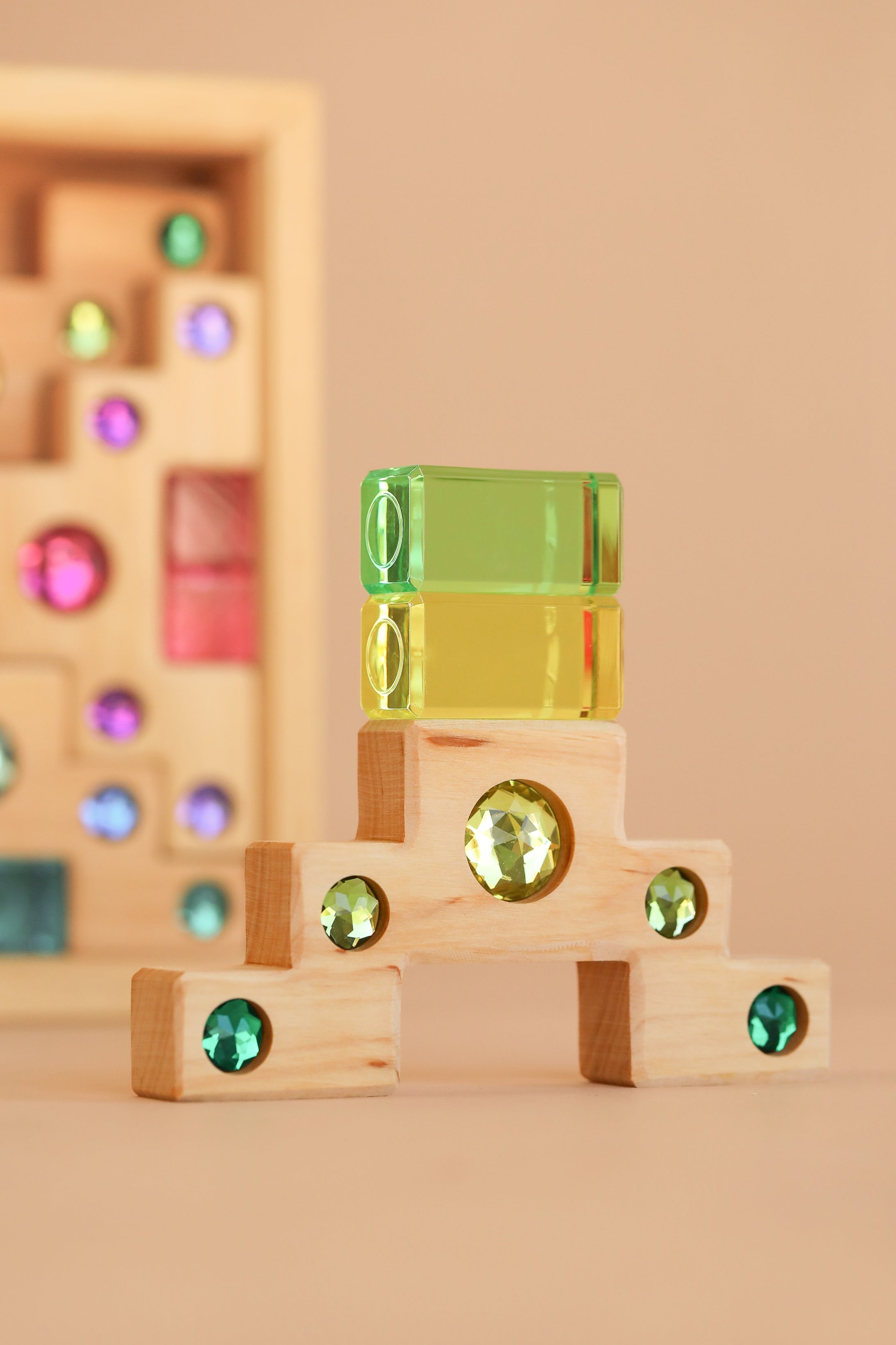 Bauspiel Colored Staircase with Luminous Blocks - 32 Piece