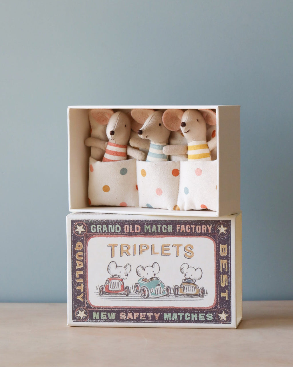 Maileg Triplets, Baby Mice In Matchbox