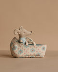 Maileg Baby Mouse in Carry Cot - Blue