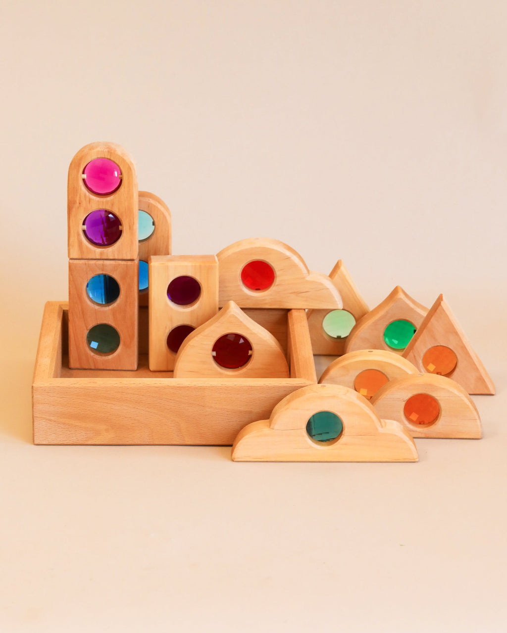 Bauspiel Fairytale Window Gem Block Set In A Tray (12 pieces) - ships in approximately 1-2 weeks