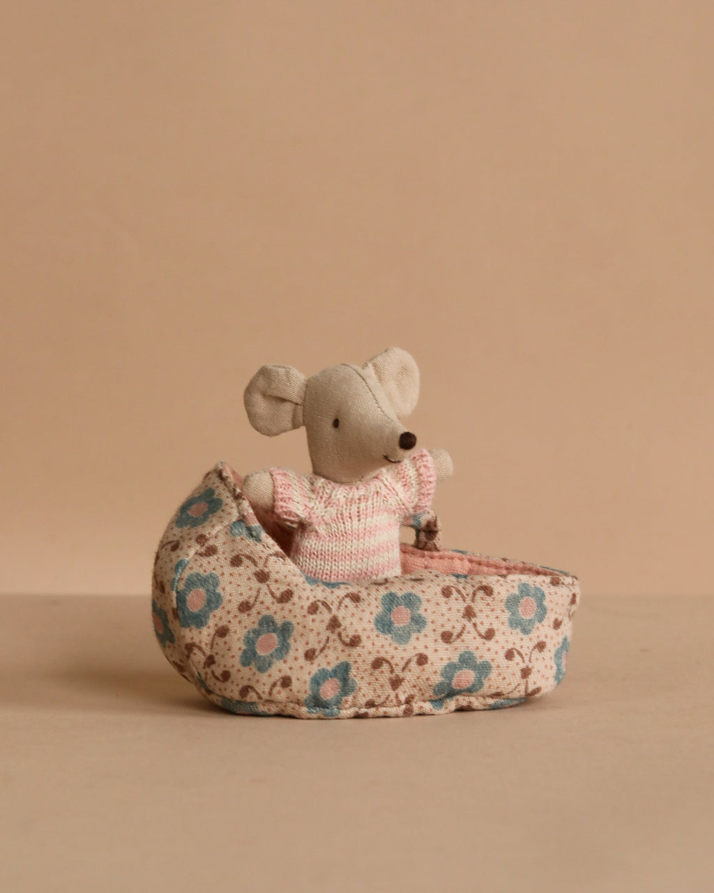 Maileg Baby Mouse in Carry Cot - Rose