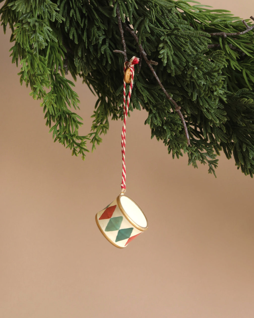 Maileg Metal Ornament - Small Drum, Classic Green