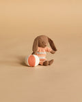 Maileg Micro Bunny With Ball - Brown - Dusty Rose (Magnetic Hands)