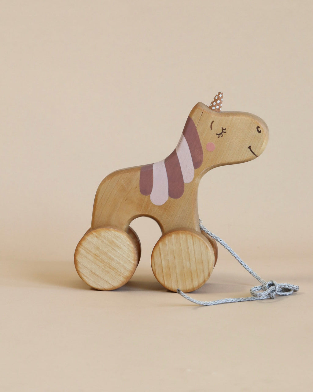 Handmade Wooden Unicorn Pull Toy