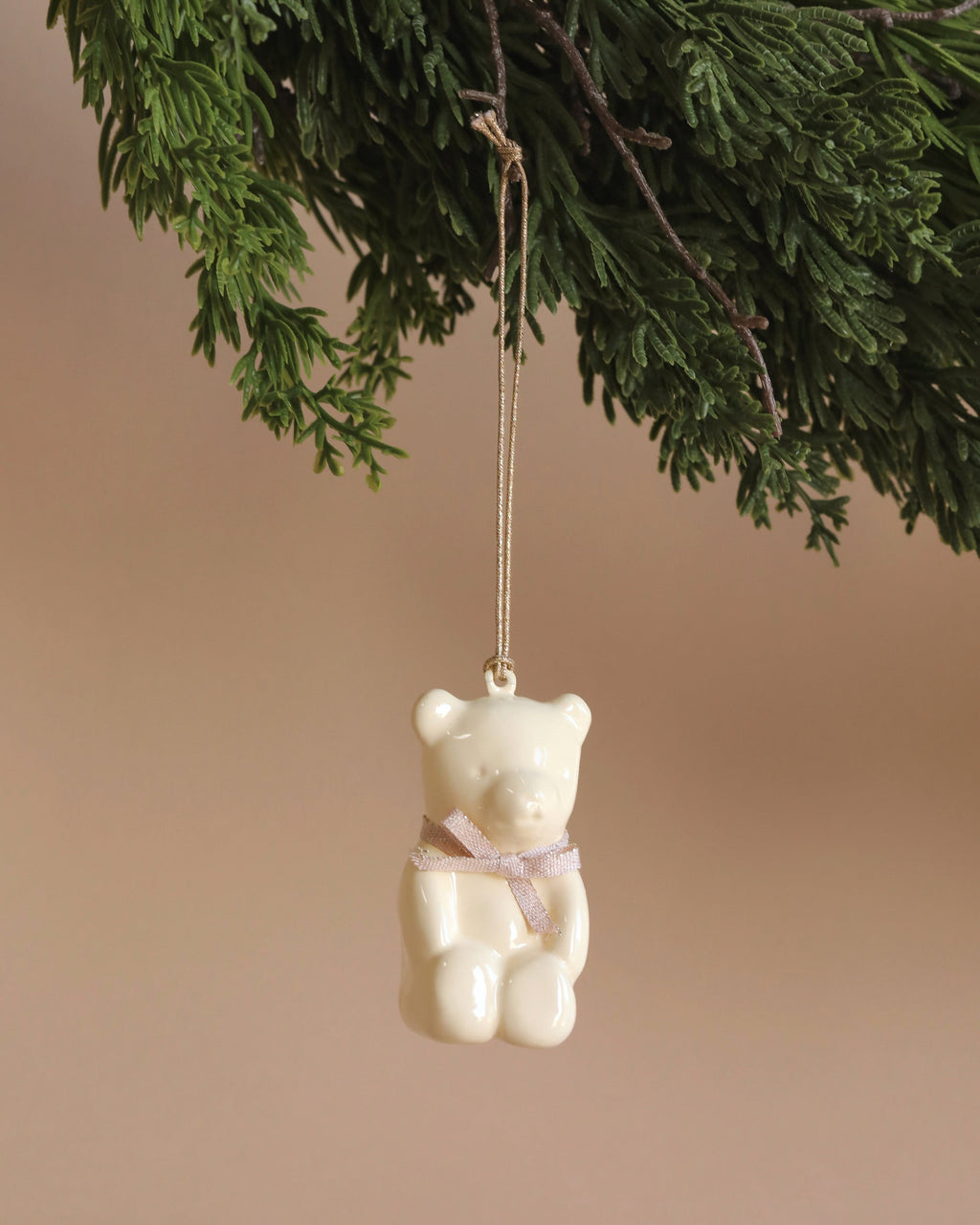 Maileg Metal Ornament - Teddy Bear, Off White/Rose