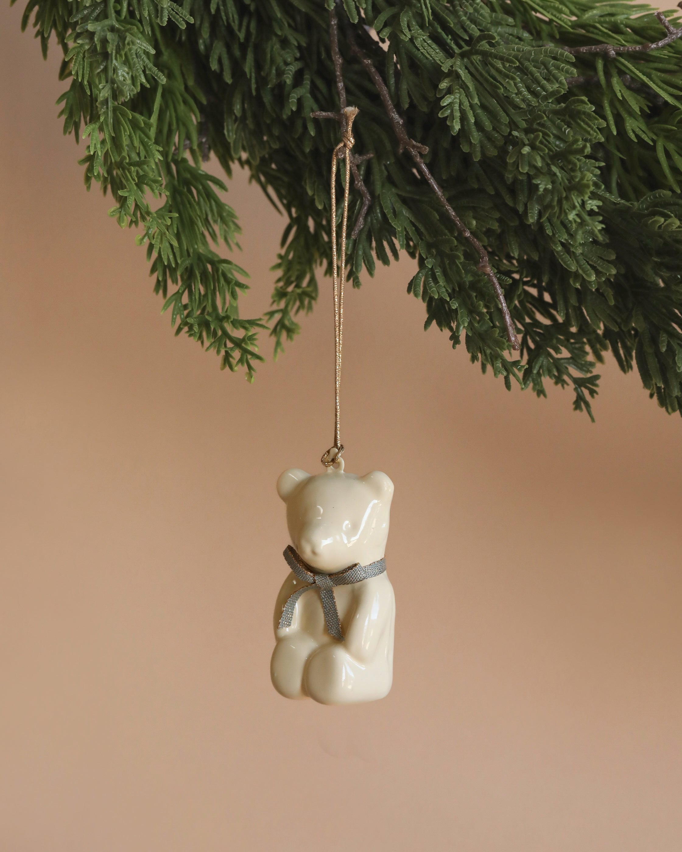 Maileg Metal Ornament - Teddy Bear, Off White/Blue