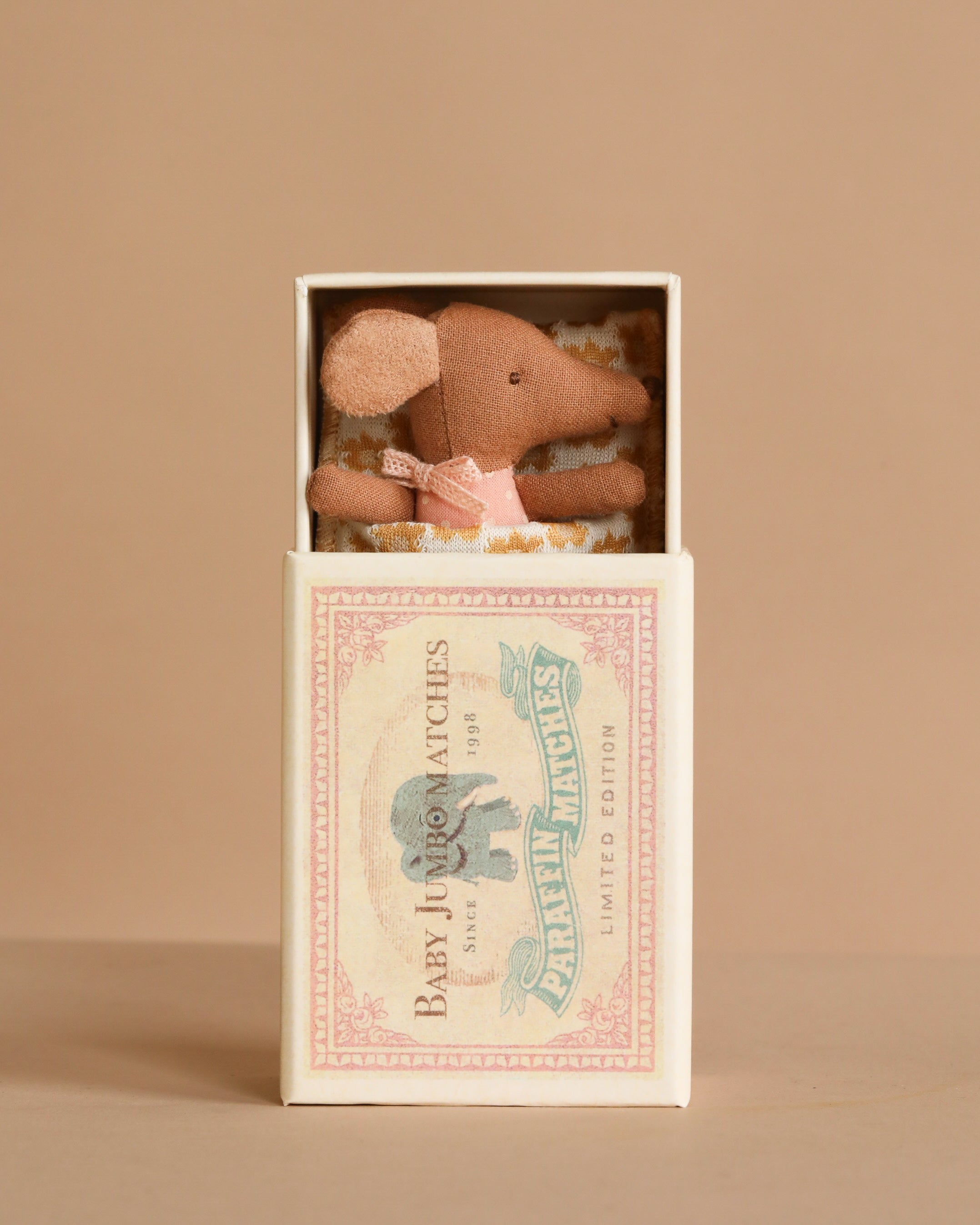 Maileg Sleepy Wakey Baby Mouse in Matchbox - Rose