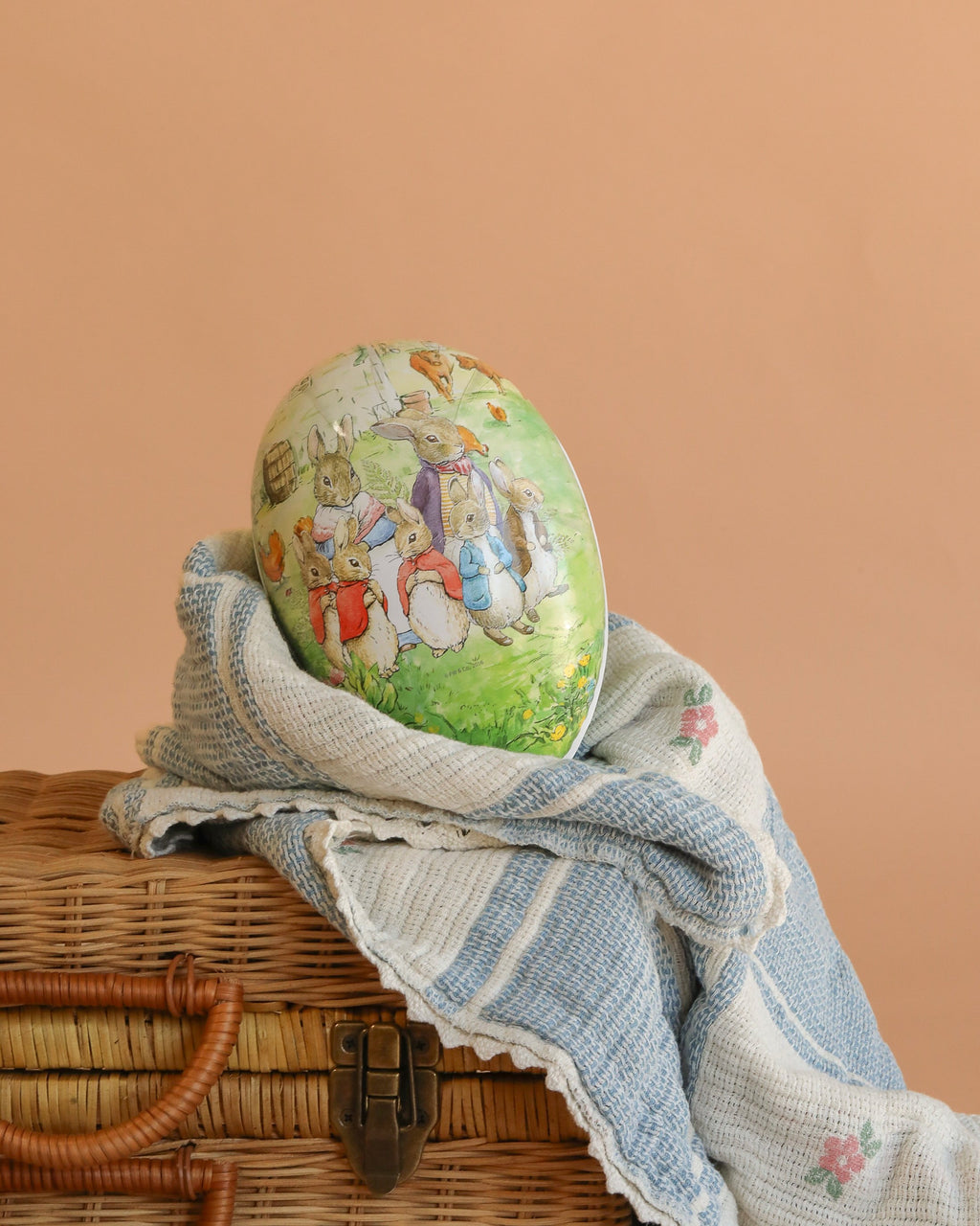 Cardboard Beatrix Potter Egg, Large (Rabbit Family In The Garden)