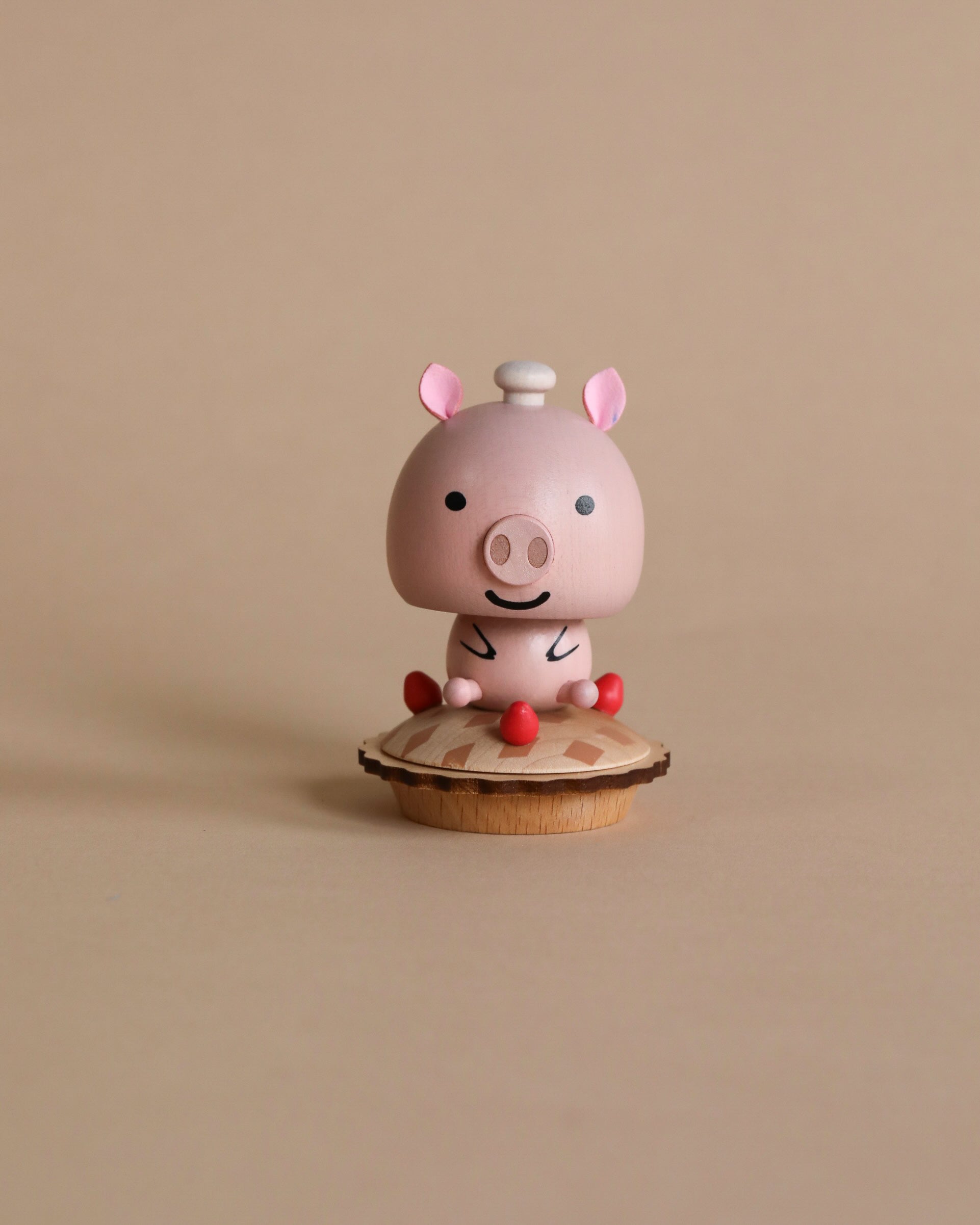Wooden Pig Bobblehead