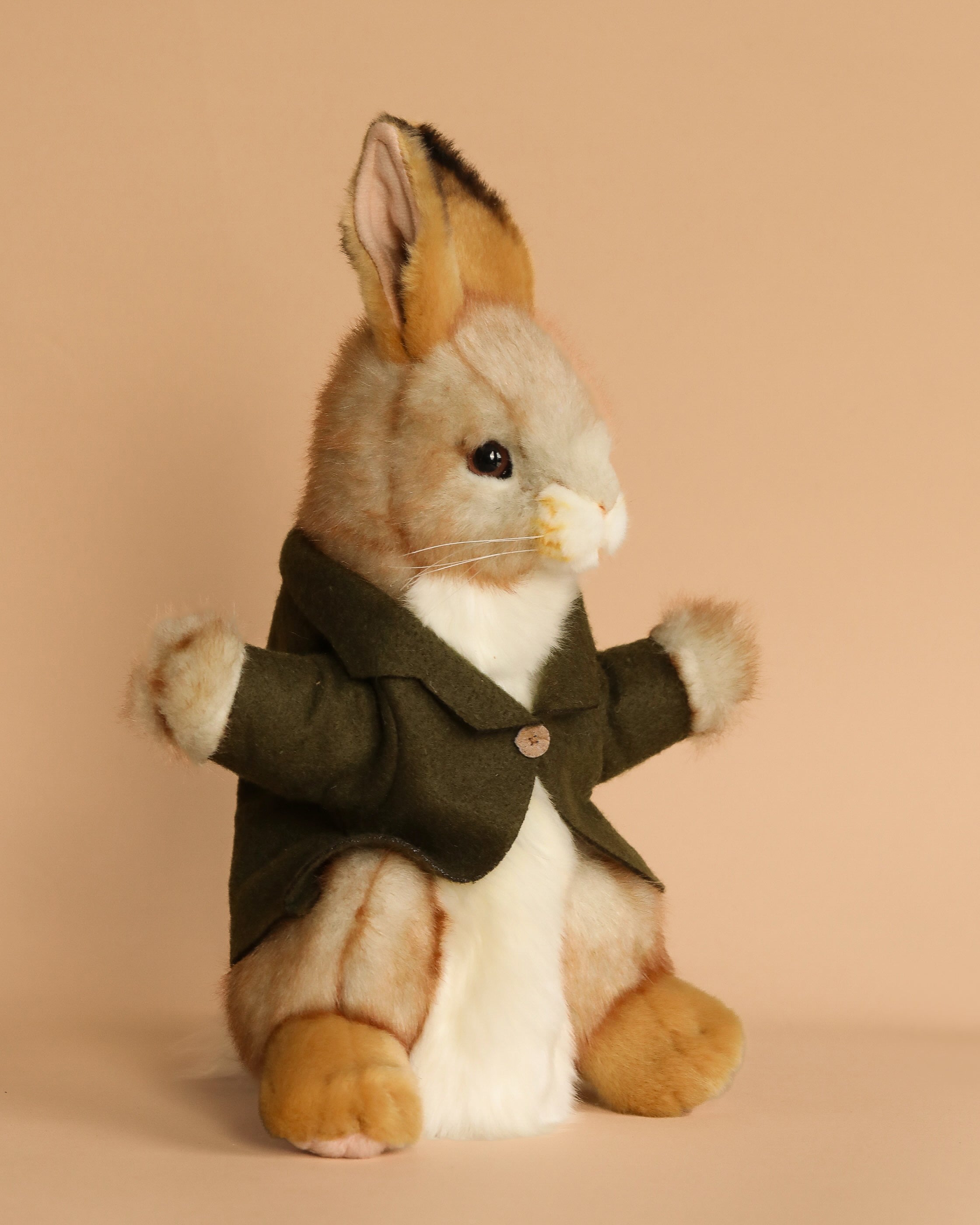 Bunny Puppet With Green Jacket