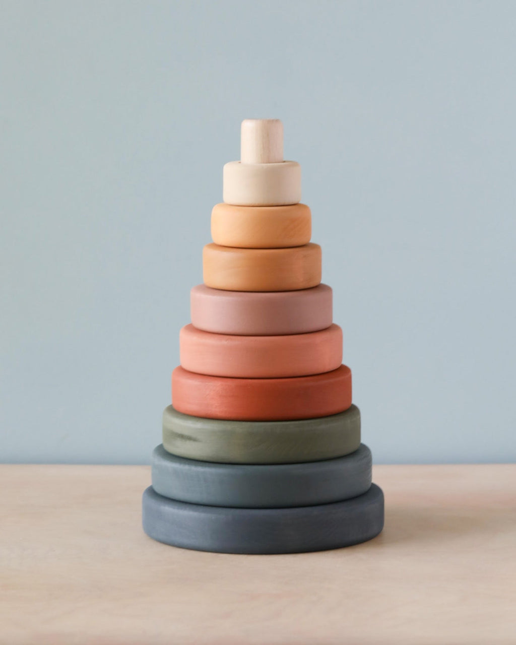 Sabo Concept Wooden Pyramid Stacker - Green & Mustard