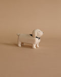 Handmade Tiny Wooden Animals - White Dachshund Dog