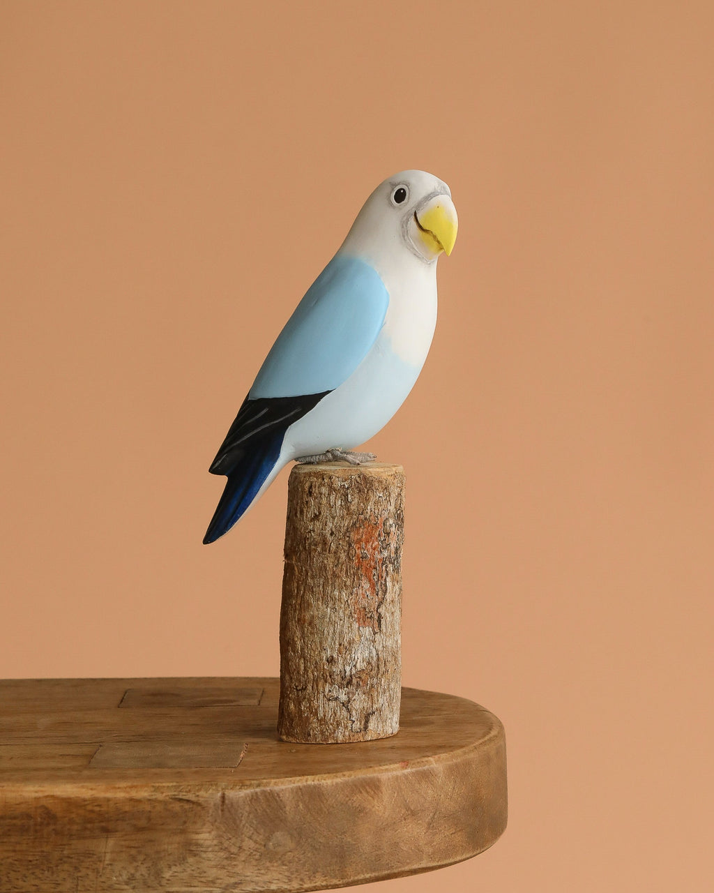 Hand Carved Lovebird - Light Blue - 7.5"H