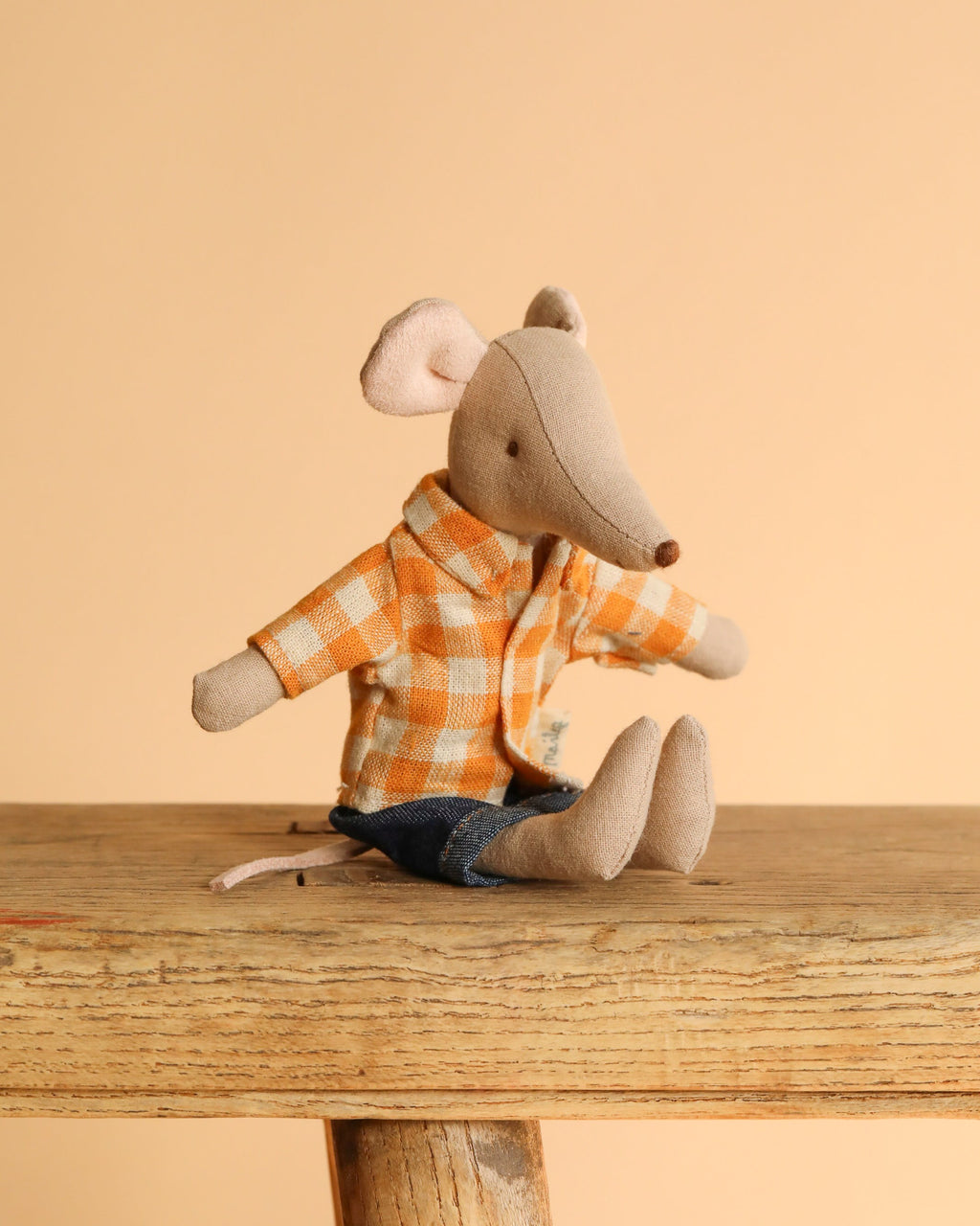 Maileg Dad Mouse In Yellow Checkered Shirt