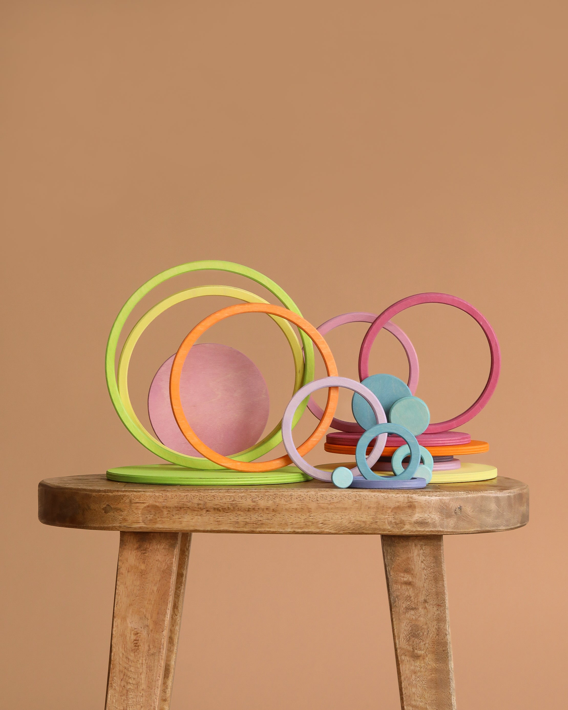 Grimm's Concentric Circles and Rings Building Set - Pastel
