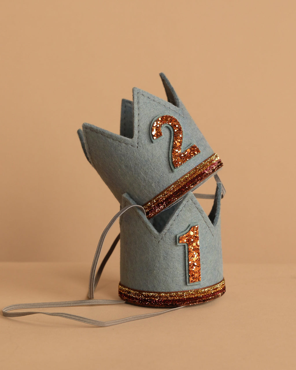 Felt Crown - Storm Gray with Ombre Copper Trim
