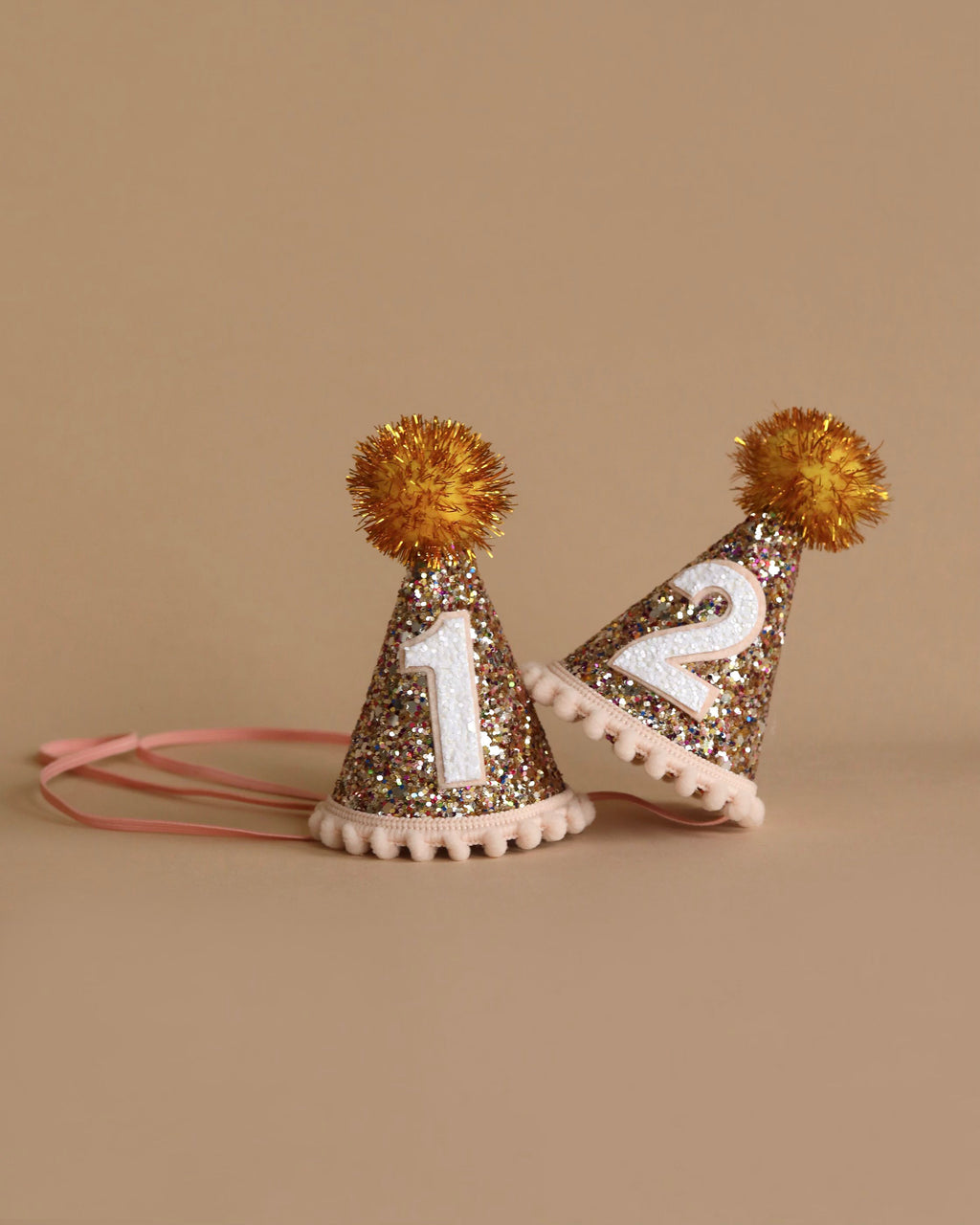 Party Hat - Confetti Glitter with Gold Pom