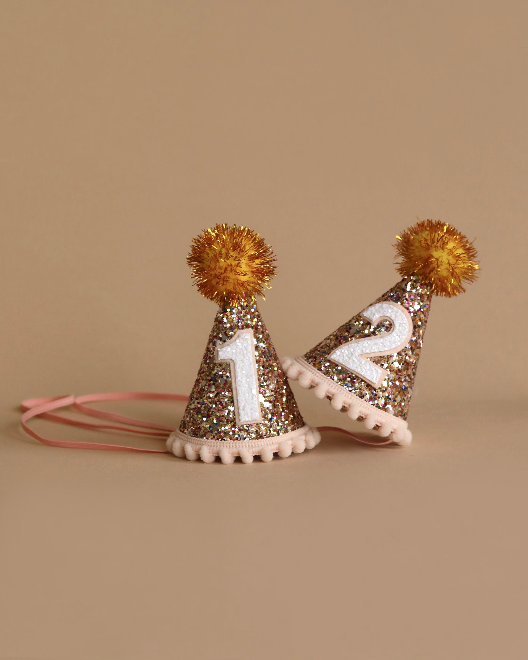 Party Hat - Confetti Glitter with Gold Pom
